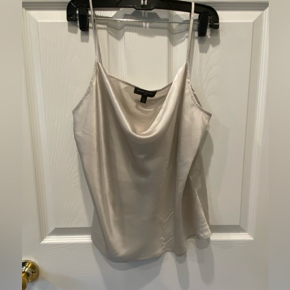Banana Republic Silk cascading soft grey Women's Camisole Top EUC large - Picture 3 of 8